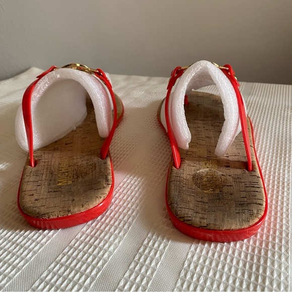 Michael Kors Cork Sandals Charm Jelly MK Gold Logo - Picture 11 of 13